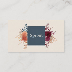 Moody Autumnal Floral Rose Jewel Tone Square Business Card