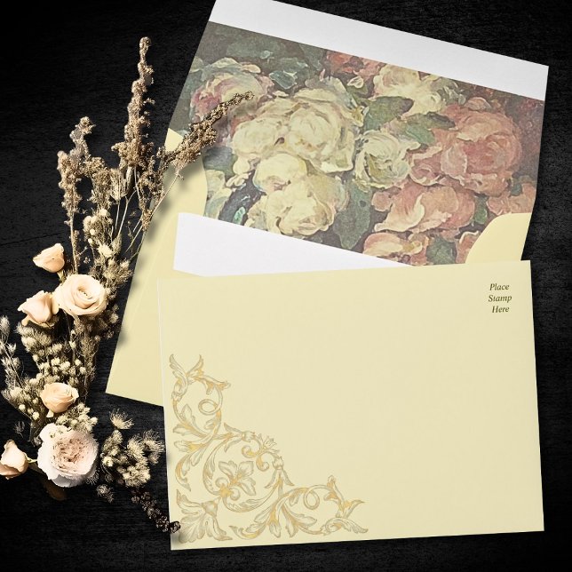 Moody Baroque Floral Vintage Wedding RSVP Envelope (Creator Uploaded)