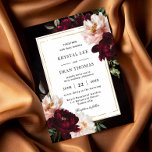 Moody Black Burgundy Blush Floral Peonies Wedding Invitation<br><div class="desc">Personalize this elegant wedding invitation easily and quickly. Simply click the Edit Using Design Tools button to edit the text,  change fonts and fonts colours. Featuring beautiful realistic burgundy and blush pink peony flowers against a dark moody background. Matching items available in store. (c) Somerset Fine Paperie</div>