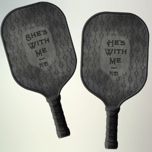 Moody Black Custom Name Anniversary Gift Couple  Pickleball Paddle