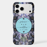 Moody Black Floral Classic Couple Names Wedding