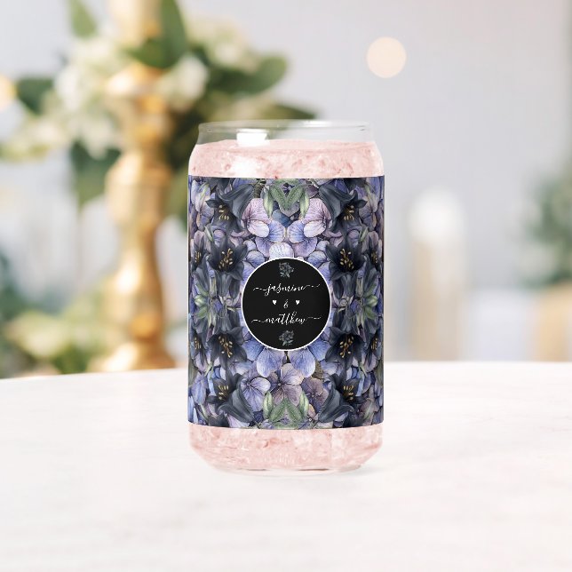 Moody Black Floral Classic Couple Names Wedding (Insitu (Mariage))