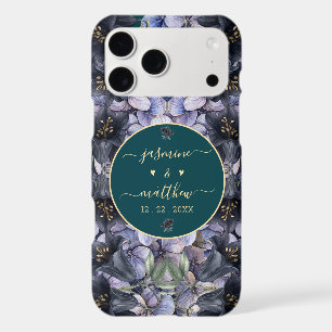Moody Black Floral Classic Couple Names Wedding