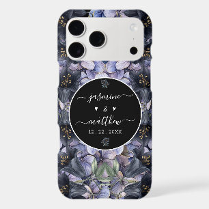 Moody Black Floral Classic Couple Names Wedding