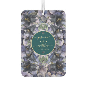 Moody Black Floral Classic Couple Names Wedding Air Freshener