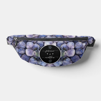 Moody Black Floral Classic Couple Names Wedding Fanny Pack