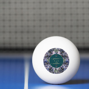 Moody Black Floral Classic Couple Names Wedding Ping Pong Ball