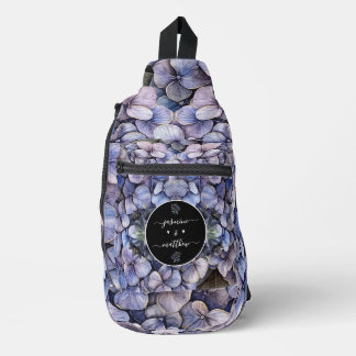 Moody Black Floral Classic Couple Names Wedding Sling Bag