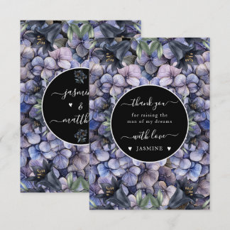 Moody Black Floral Classic Husband Mother Wedding Thank You Card