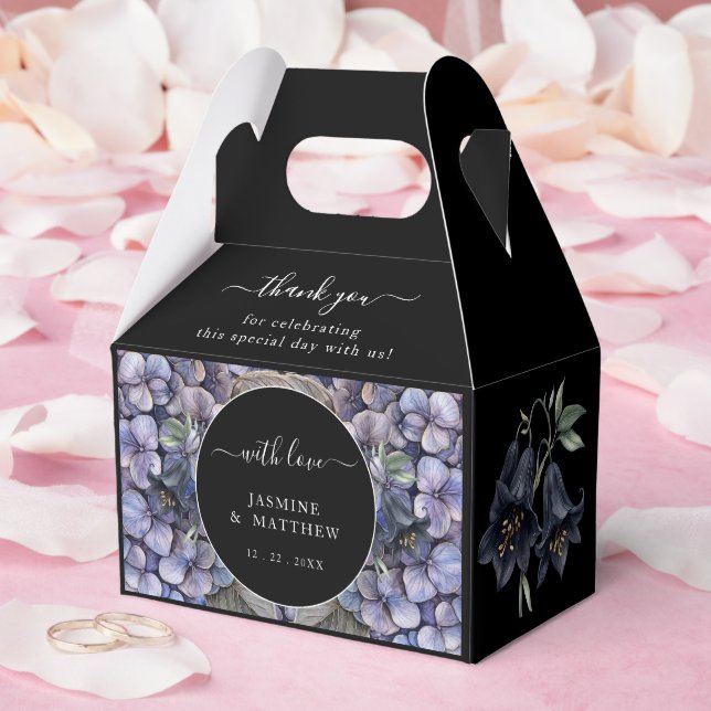 Moody Black Floral Classic Thank You Chic Wedding Favor Box (Wedding)