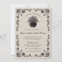Moody Black Floral Faire-part de mariage gothique