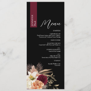Moody Black Wedding Menu with Guest Name