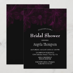 Moody Black with Pink Floral Bridal Shower Invitation