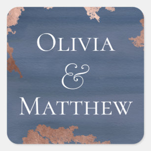 Moody Blue Copper Leaf Personalized Square Sticker