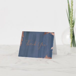 Moody Blue Copper Metallic Wedding Photo Thank You