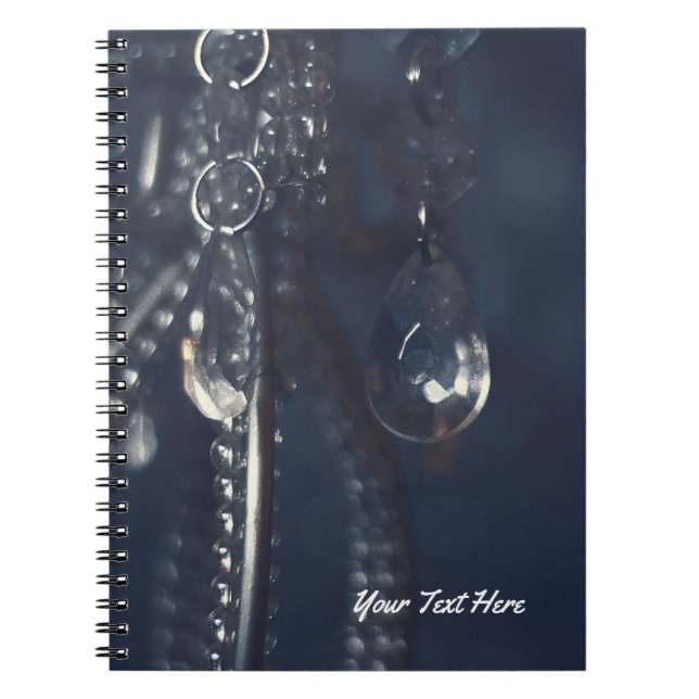 Moody Blue Crystal Elegant Romantic Chic Glam Notebook (Front)