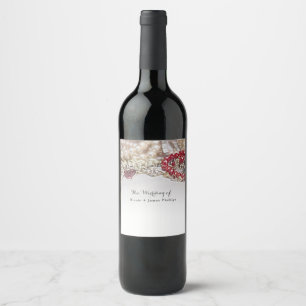 Moody Blue Crystal Elegant Romantic Wedding Wine Label