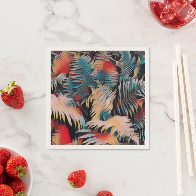 Moody Blue Fern Leaves Botanical Decoupage Napkin (Insitu)