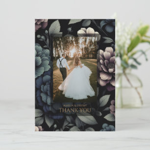 Moody Blue Floral Thank You Card