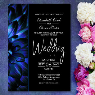 Moody Blue Floral Wedding Invitation