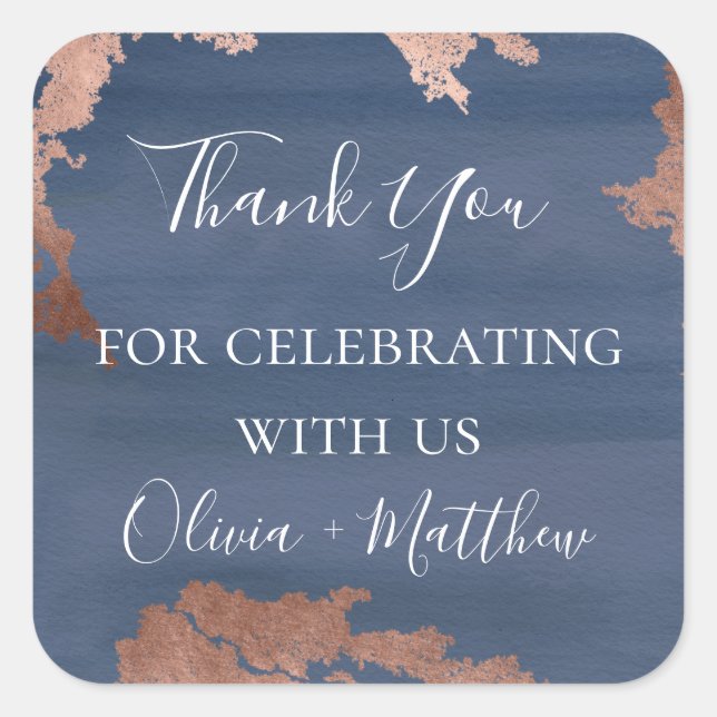 Moody Blue Metallic Personalized Square Sticker (Front)
