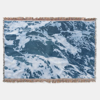 Moody Blue Ocean Waves Throw Blanket