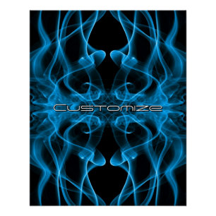 Moody Blue Smoke Custom Abstract Art Poster