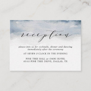 Moody Blue Watercolor Cartes de réception Mariage