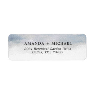 Moody Blue Watercolor Elegant Return Address
