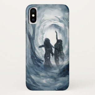 Moody blue watercolor Moon goddesses forest Case-Mate iPhone Case