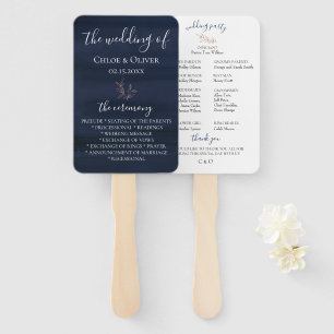 Moody Blue Wedding Program Hand Fan