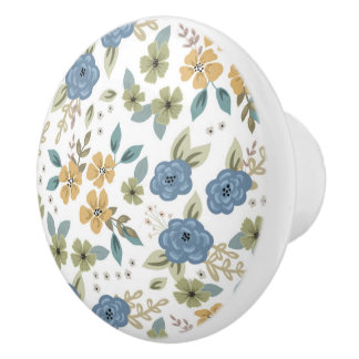 Moody Blues Floral Ceramic Knob