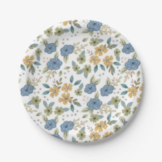 Moody Blues Floral Party Plate