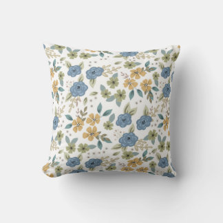 Moody Blues Floral Throw Pillow