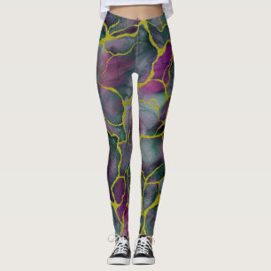 Moody Blues  Marble and Gold  Veins Leggings
