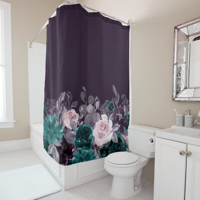 Moody Boho | Dark Eggplant Purple and Teal Floral (In Situ)