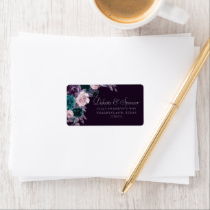 Moody Boho Dark Eggplant Purple Roses Address Label