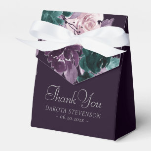 Moody Boho   Dark Eggplant Purple Teal Thank You Favor Box