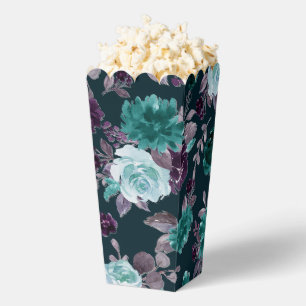Moody Boho   Deep Teal and Purple Floral Pattern Favor Box