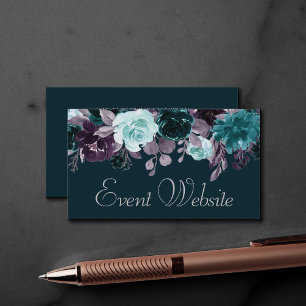 Moody Boho   Deep Teal and Purple Floral Website Enclosure Card