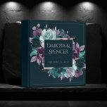 Moody Boho | Deep Teal and Purple Wreath Album Binder<br><div class="desc">Dark and moody gothic-inspired hand-painted theme featuring a deep turquoise blue, teal, and plum purple watercolor floral bouquet embellished by botanical laurel and turquoise teal accents. From the "Boho Bloom" collection, this layout incorporates a rich Bohemian wildflower bouquet with radiant flower blooms and eucalyptus greenery foliage. For other colours, styles,...</div>