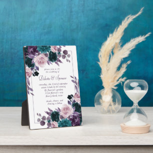 Moody Boho   Eggplant and Teal Keepsake Invitation Plaque