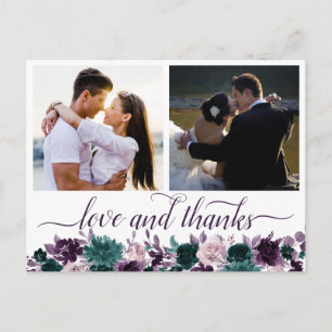 Moody Boho   Eggplant Purple 2 Photo Thank You Postcard