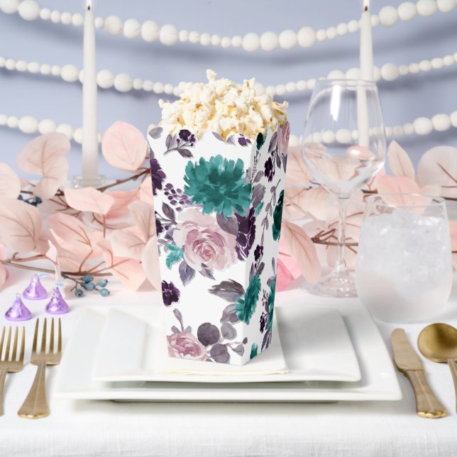 Moody Boho | Eggplant Purple and Teal Pattern Favor Box (Wedding)