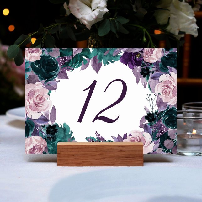 Moody Boho | Eggplant Purple Dark Floral Frame Table Number (Creator Uploaded)