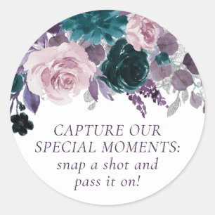 Moody Boho   Eggplant Purple Disposable Camera Classic Round Sticker