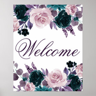 Moody Boho   Eggplant Purple Floral Quinceanera Poster