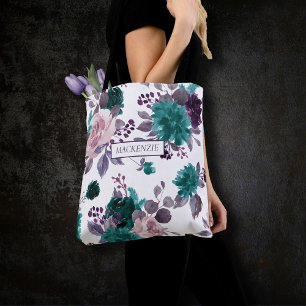 Moody Boho Eggplant Purple Pattern Bridal Party Tote Bag