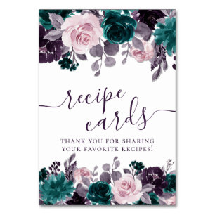 Moody Boho   Eggplant Purple Teal Shared Recipe Table Number