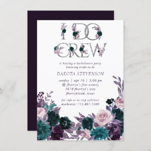 Moody Boho   Eggplant Teal I Do Crew Bridal Shower Invitation